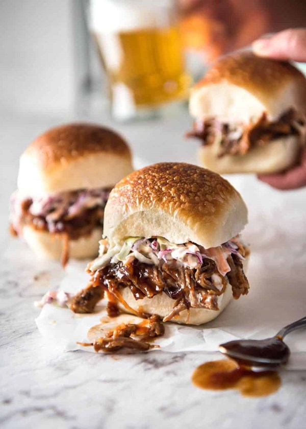 Slow cooker BBQ pulled pork sandwich