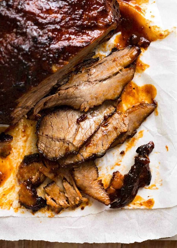 Slow cooker beef brisket with BBQ sauce