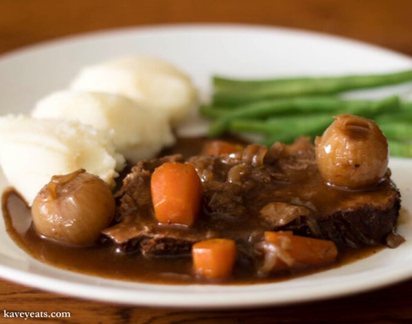 Slow cooker beef joint in Pedro Ximinez and red wine (two ways)