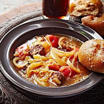 Slow-cooker brat and sauerkraut soup