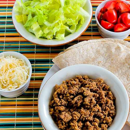 Slow cooker "browns-in-the-crockpot" spicy ground beef for tacos, burritos, or taco salad