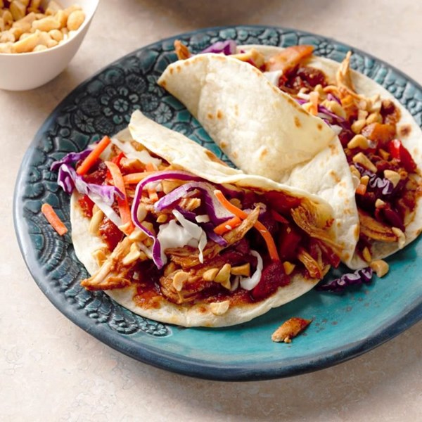 Slow-cooker Caribbean moo shu chicken