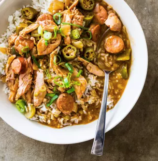 Slow-cooker chicken and sausage gumbo