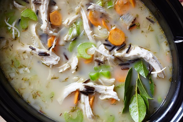 Slow-cooker chicken and wild rice soup