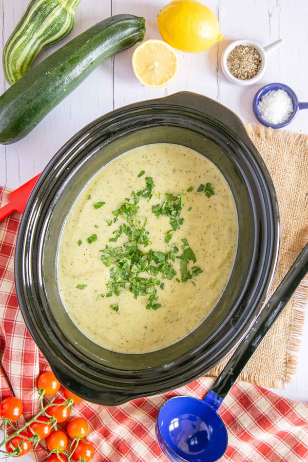 Slow cooker courgette soup (zucchini soup)