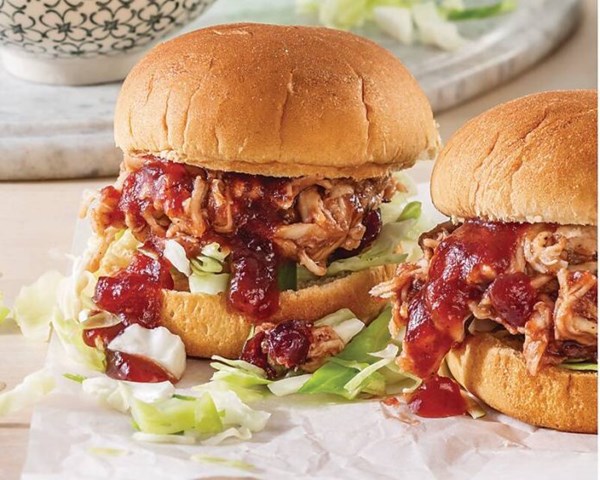 Slow cooker cranberry BBQ chicken sliders