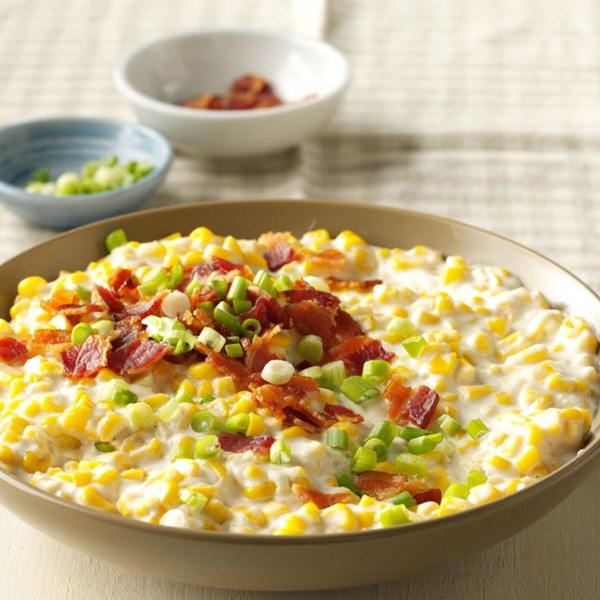 Slow cooker creamed corn with bacon