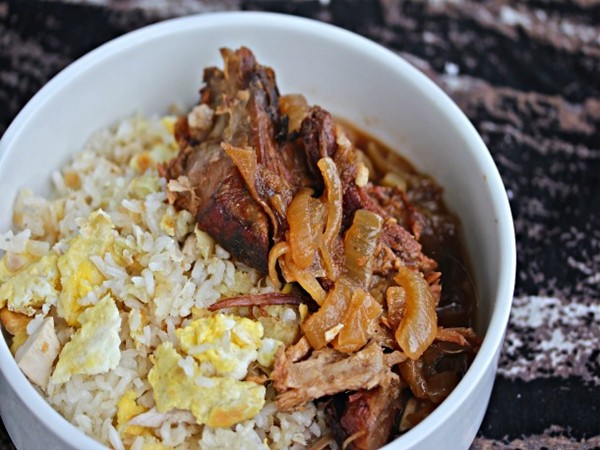 Slow cooker Filipino pork with garlic fried rice