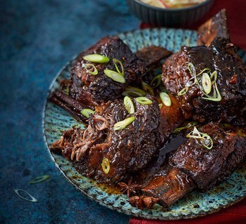 Slow-cooker gochujang short ribs with apple slaw