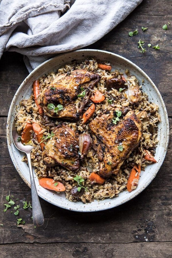 Slow cooker herbed chicken and rice pilaf