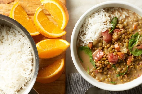 Slow-cooker Indian-spiced lentils with spinach