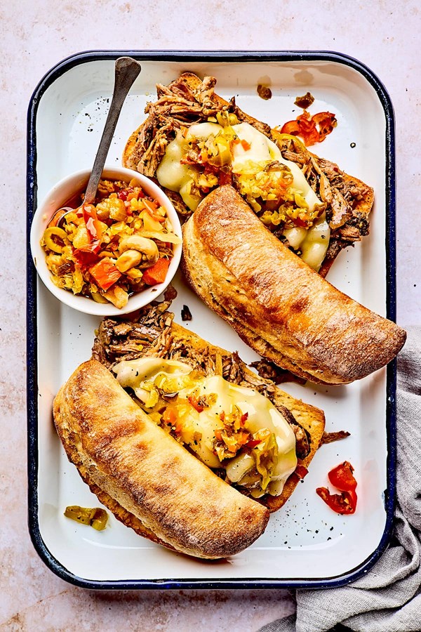 Slow cooker Italian beef sandwiches