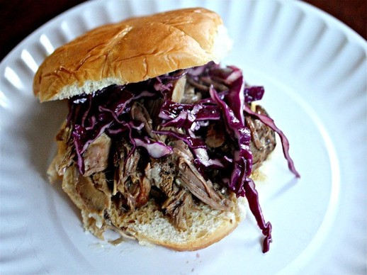 Slow cooker Kalua pork sandwiches with crispy Asian slaw