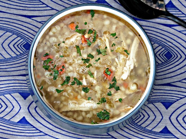 Slow cooker leftover turkey, lemon, and couscous soup