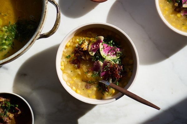 Slow cooker miso corn chowder