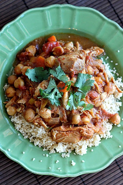 Slow-cooker Moroccan chicken, chickpea, and apricot tagine