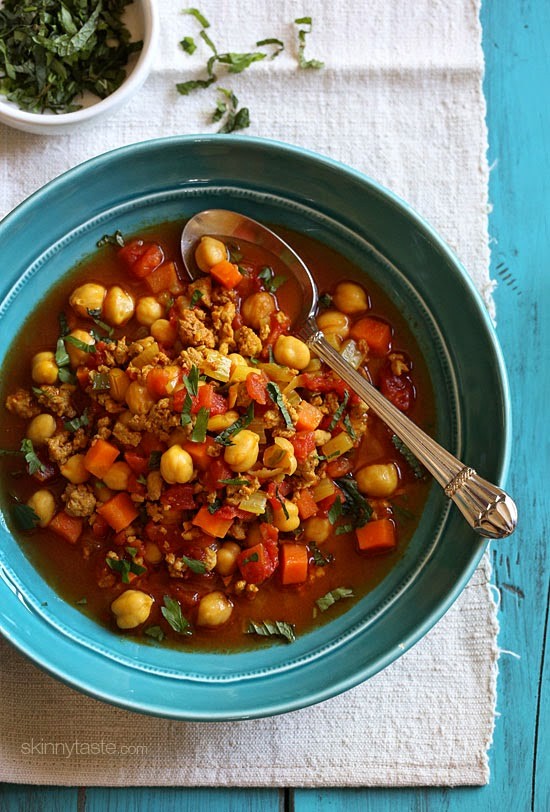 Slow cooker Moroccan chickpea and turkey stew