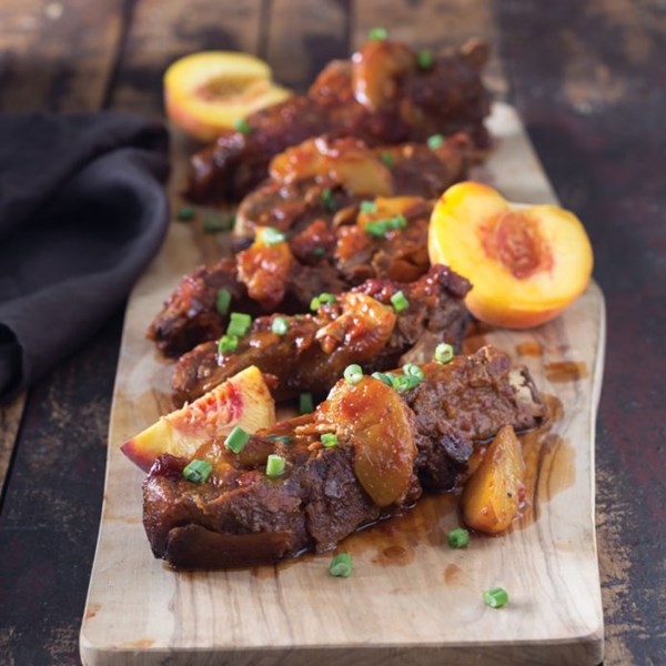Slow cooker peach barbecue country-style ribs