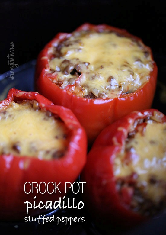 Slow cooker picadillo stuffed peppers