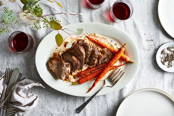 Slow-cooker pork shoulder with brown sugar & balsamic glaze