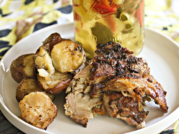 Slow cooker Puerto Rican pernil with pique criollo