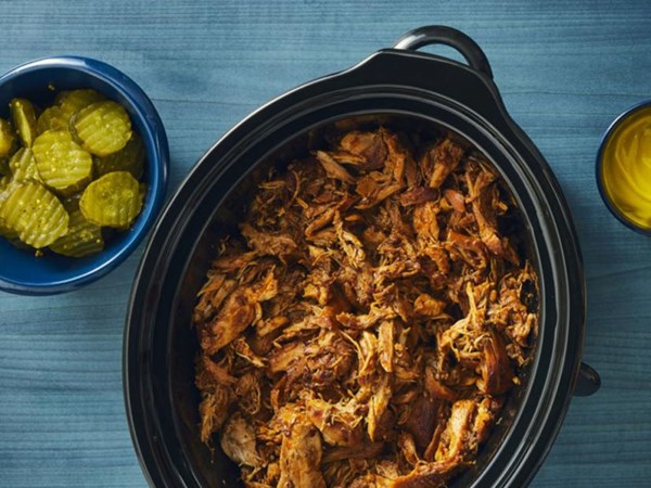 Slow-cooker pulled turkey with cherry-chipotle barbecue sauce