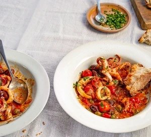Slow cooker puttanesca squid