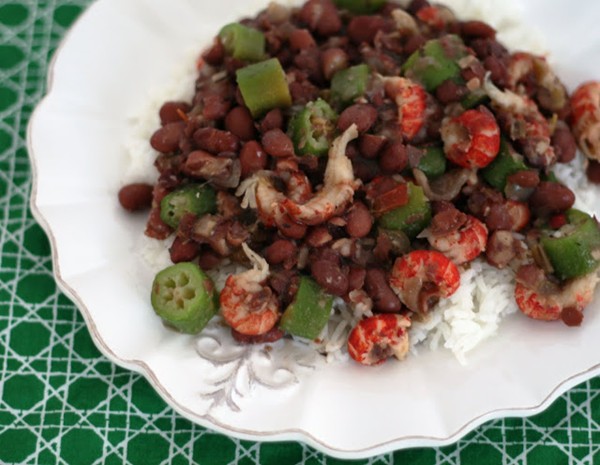 Slow cooker red beans & rice with crawfish and okra