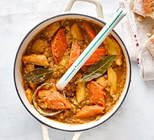 Slow cooker spiced root and lentil casserole
