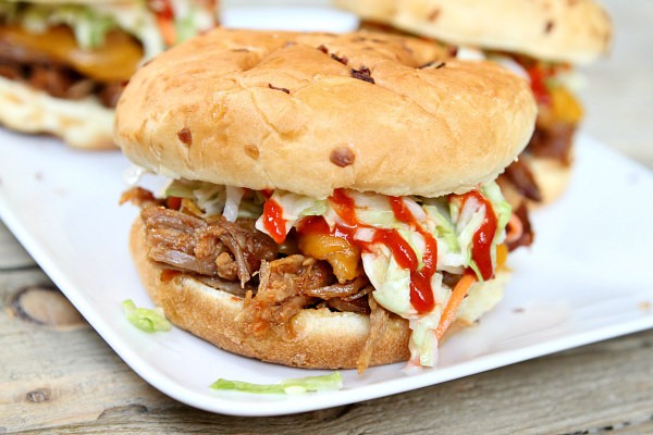 Slow cooker sweet and spicy pulled pork sandwiches