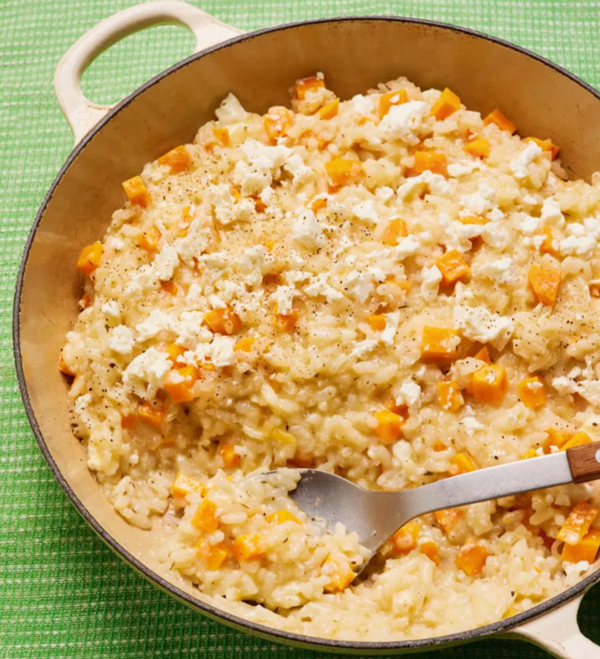 Slow cooker sweet potato and feta risotto