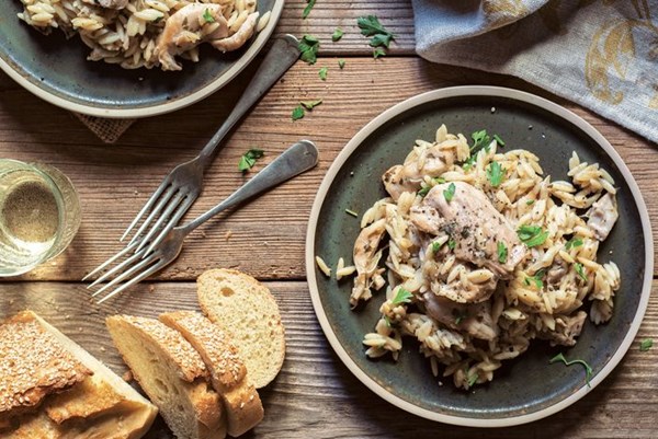 Slow-cooker white wine chicken with orzo
