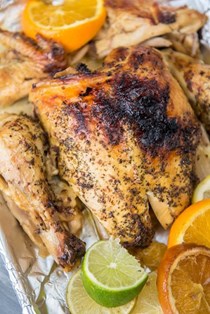Slow cooker whole chicken with citrus and herbs