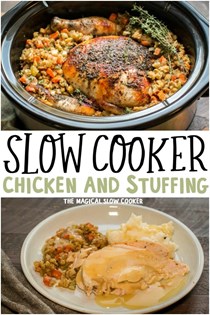 Slow cooker whole chicken with stuffing