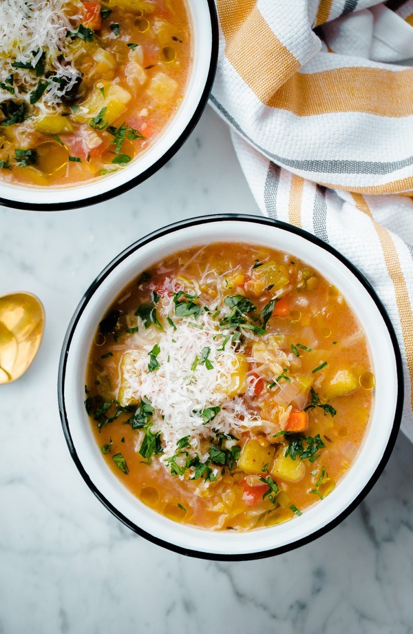 Slow cooker winter vegetable soup with split red lentils