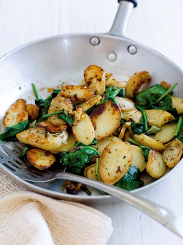 Slow-fried lemon and oregano potatoes