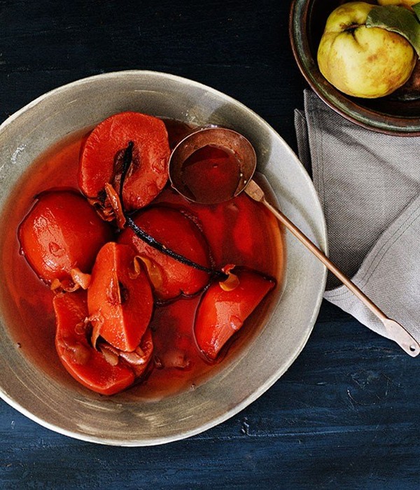 Slow-poached quince