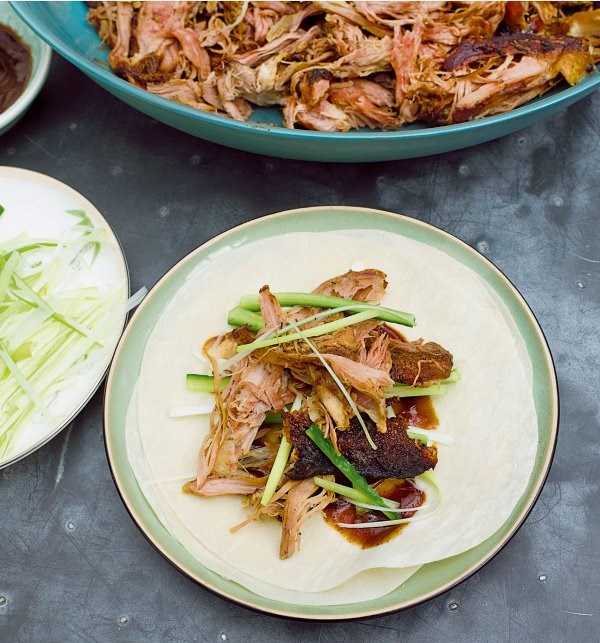 Slow-roast 5-spice lamb with Chinese pancakes
