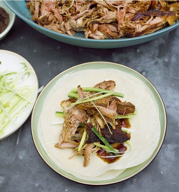 Slow roast 5-spice lamb with Chinese pancakes