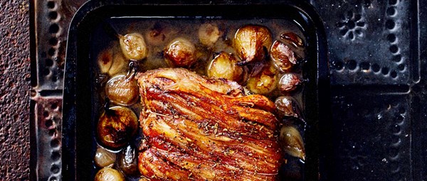 Slow roast fennel pork with confit shallots