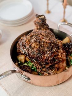 Slow roast lamb shoulder and lamb fat potatoes