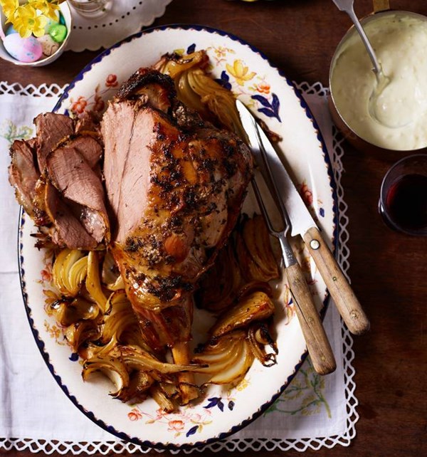 Slow roast leg of lamb with fennel