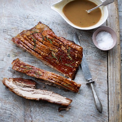 Slow-roast pork belly with rosemary