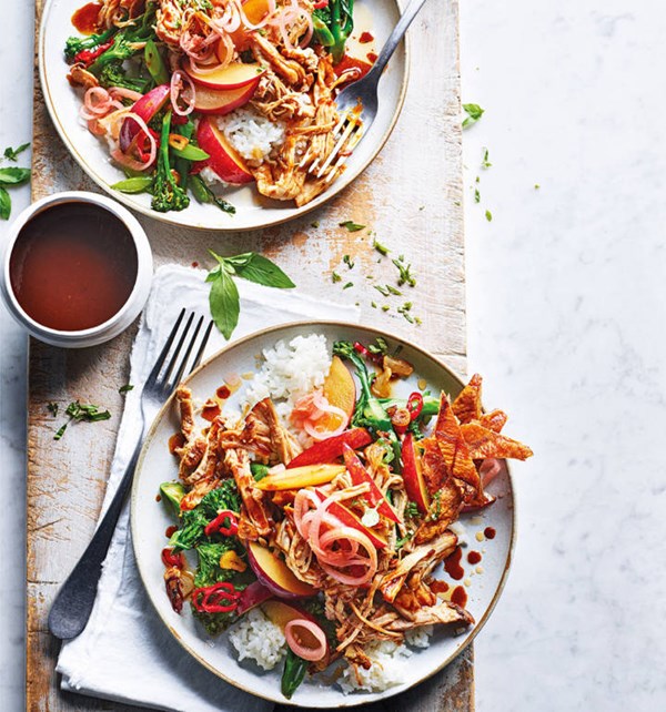 Slow-roast pork belly with pickled plums