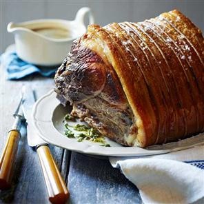 Slow-roast pork shoulder with sage, garlic and lemon