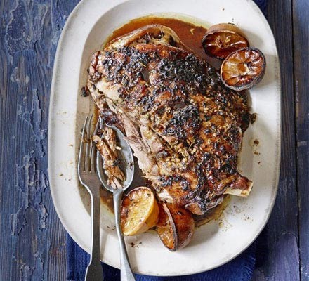 Slow-roast shoulder of lamb with anchovy & rosemary