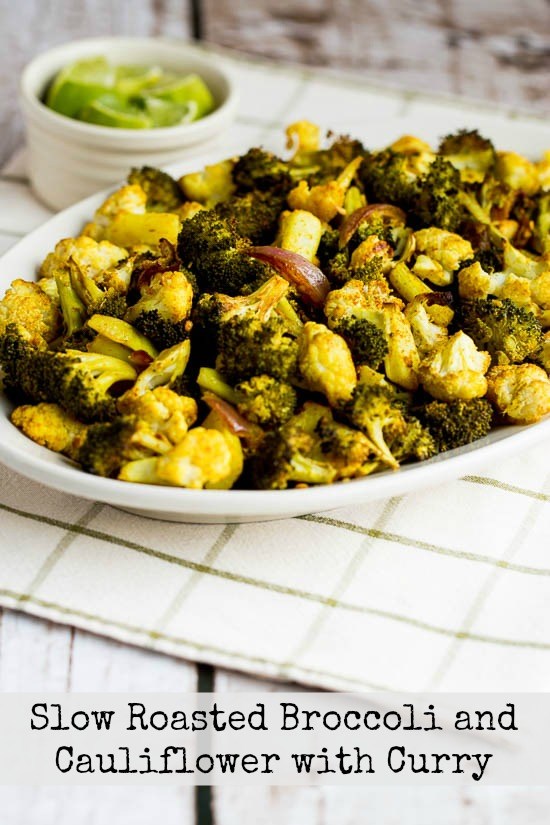 Slow-roasted broccoli and cauliflower with curry