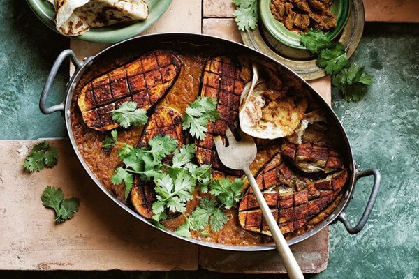 Slow-roasted butter eggplant curry