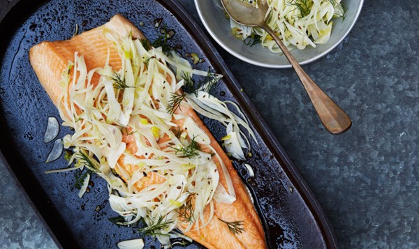 Slow-roasted char with fennel salad