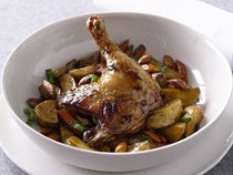 Slow-roasted duck with balsamic-glazed vegetables